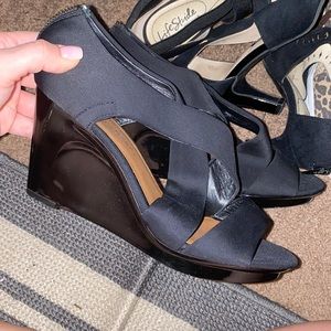 Donald J Pliner Sandals Wedge Heels Black Zip 8 M
